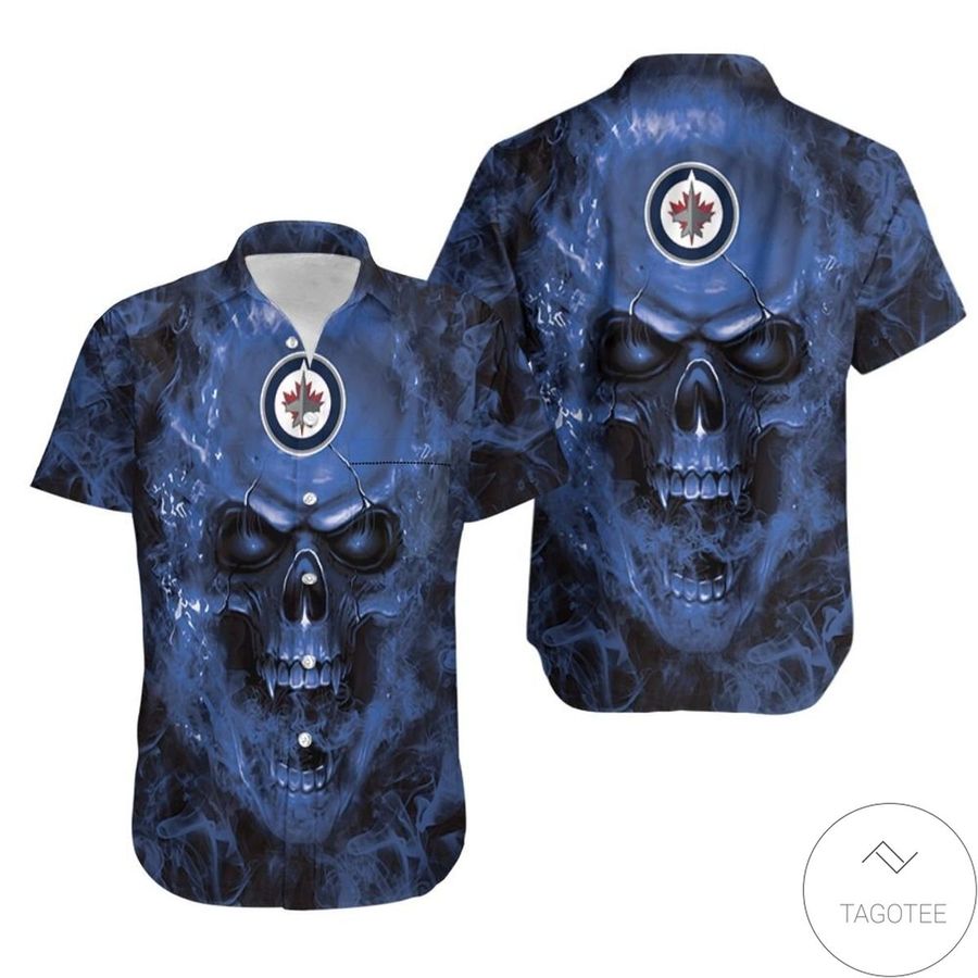 Winnipeg Jets Fan Skull Hawaiian Shirt