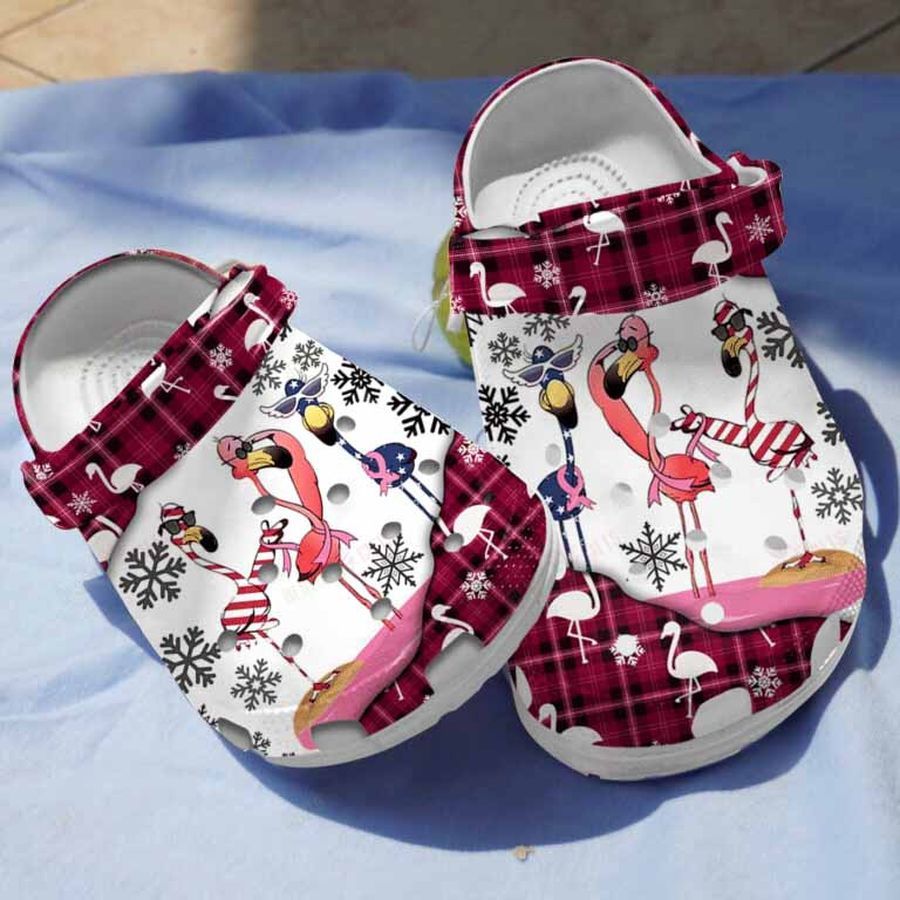 Winter Flamingo Breast Cancer Awareness Clogs Crocs Shoes Birthday Christmas Gifts For Girls - Wfbca221