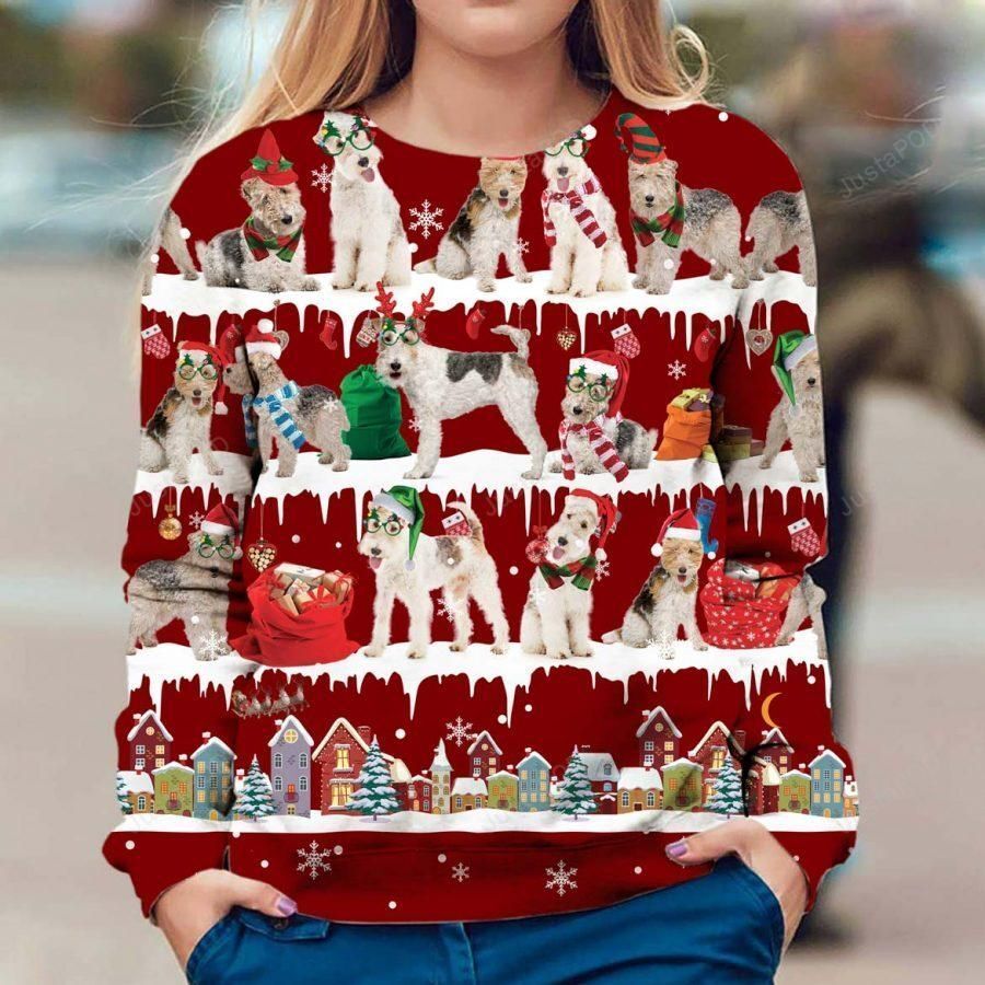 Wire Hair Fox Terrier Dog Ugly Christmas Sweater, All Over Print Sweatshirt, Ugly Sweater, Christmas Sweaters, Hoodie, Sweater