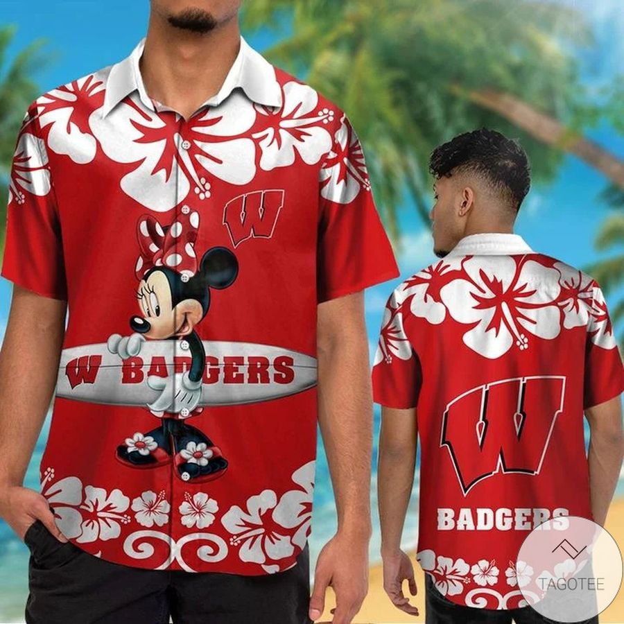 Wisconsin Badgers 038; Minnie Mouse Hawaiian Shirt