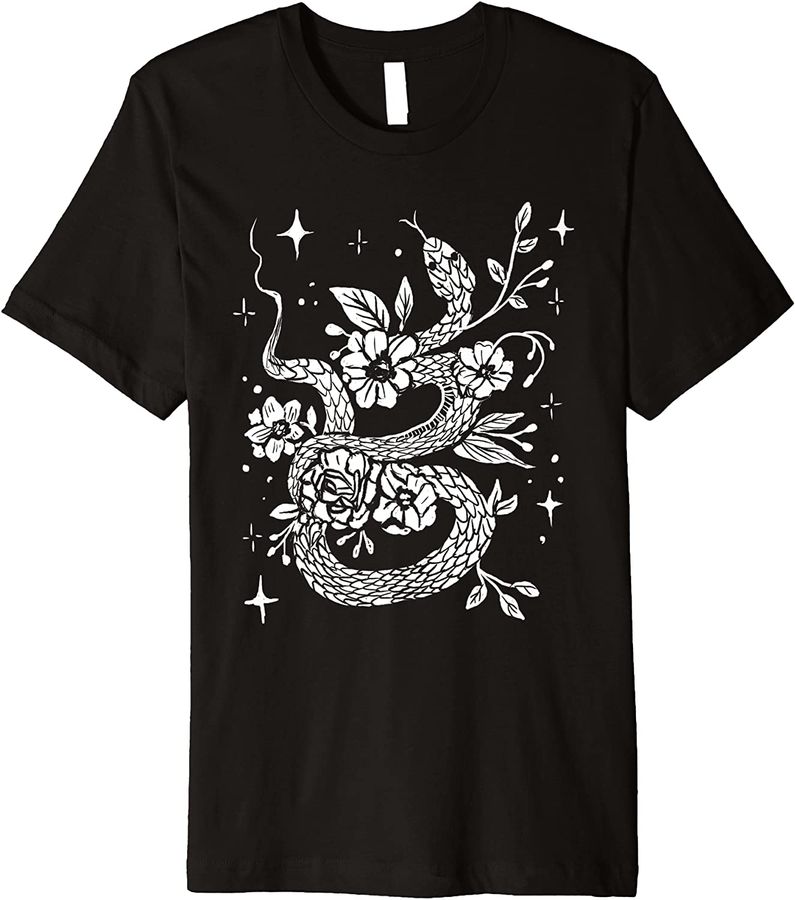 Witchy Floral Snake, Gothic Punk Hand-Drawn Art Premium
