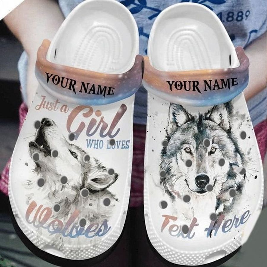 Wolf Girl Custom Name Crocs Rubber Crocs Crocband Clogs, Comfy Footwear