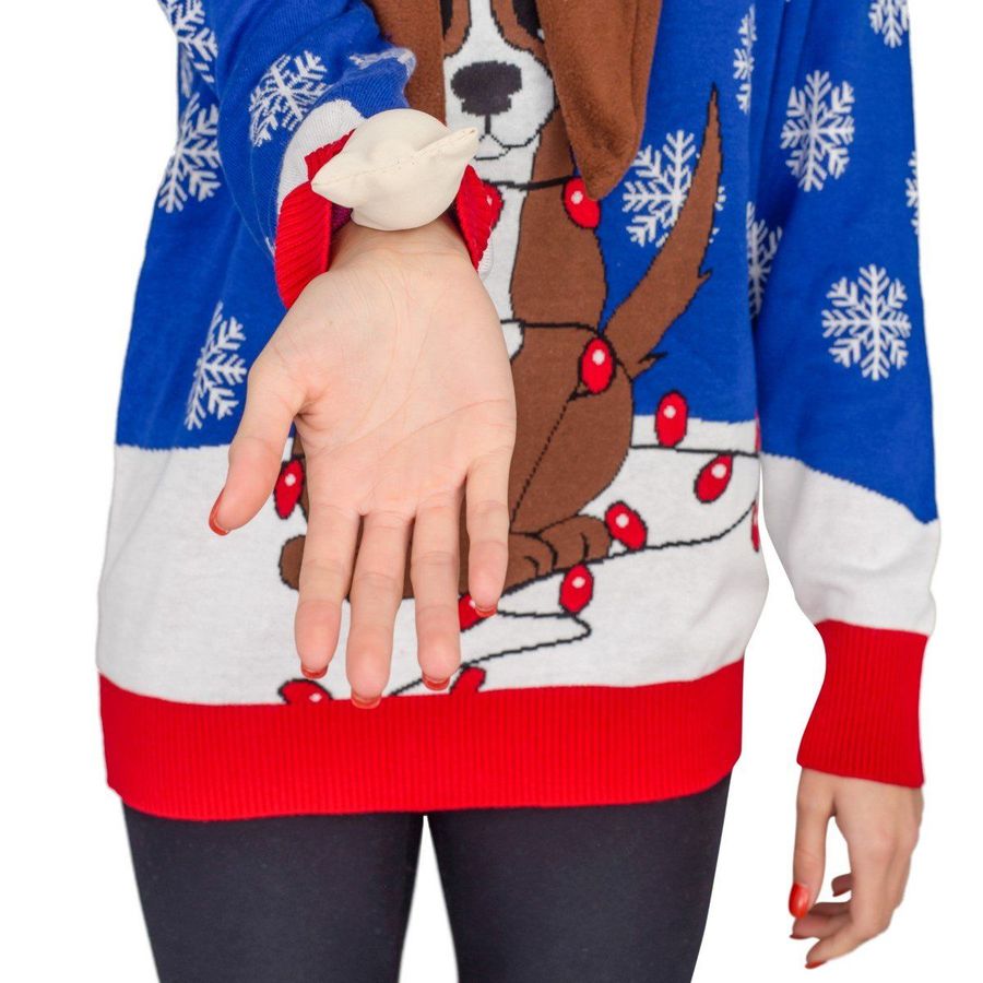 Women's Flappy Dog Animated Puppy Ears Ugly Christmas Sweater, All Over Print Sweatshirt, Ugly Sweater, Christmas Sweaters, Hoodie, Sweater