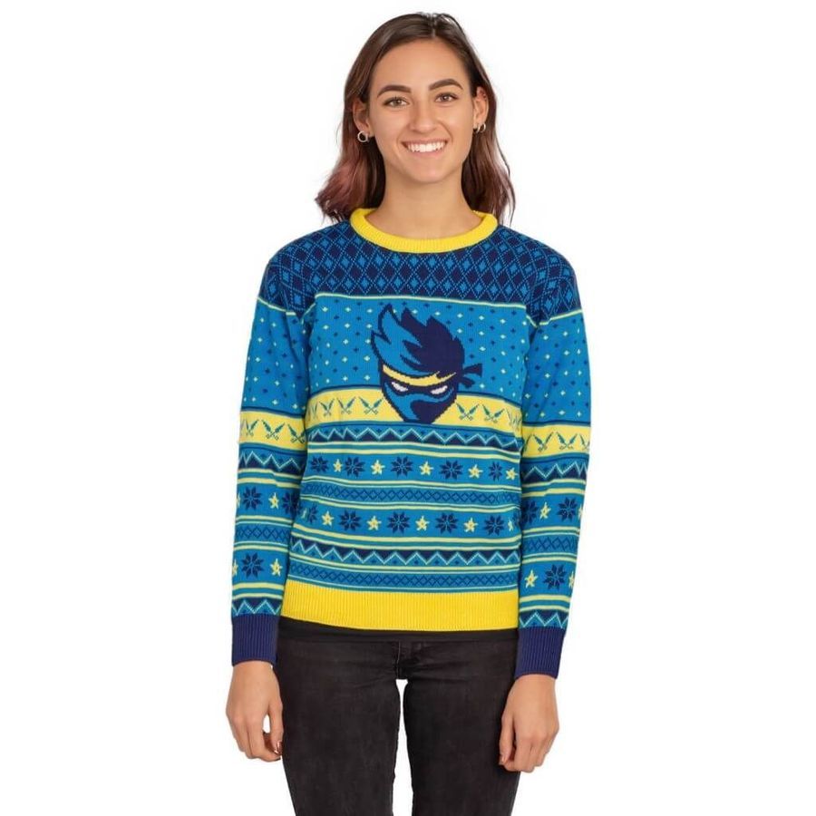 Womens Fortnite Ninja LogoUgly Christmas Sweater All Over Print Sweatshirt