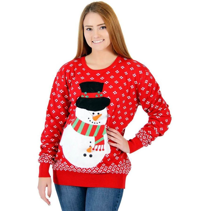 Womens Snowman Ugly Christmas Sweater All Over Print Sweatshirt Ugly