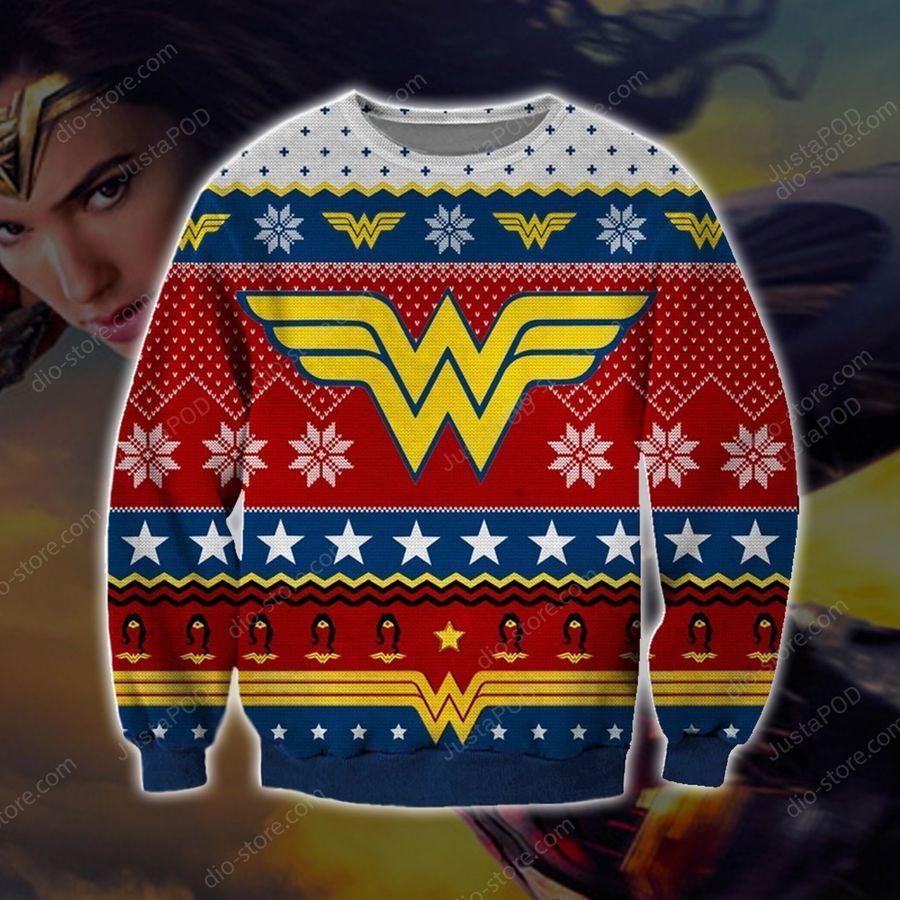 Wonder Woman Knitting Pattern Ugly Christmas Sweater All Over Print