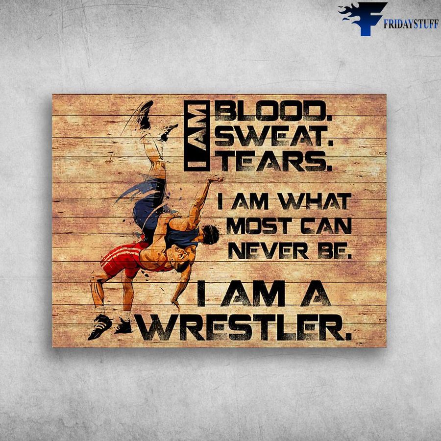 Wrestling Poster, Wrestling Lover, I Am Blood Sweat Tears, I Am What Most Can Never Be, I Am A Wrestler Home Decor Poster Canvas