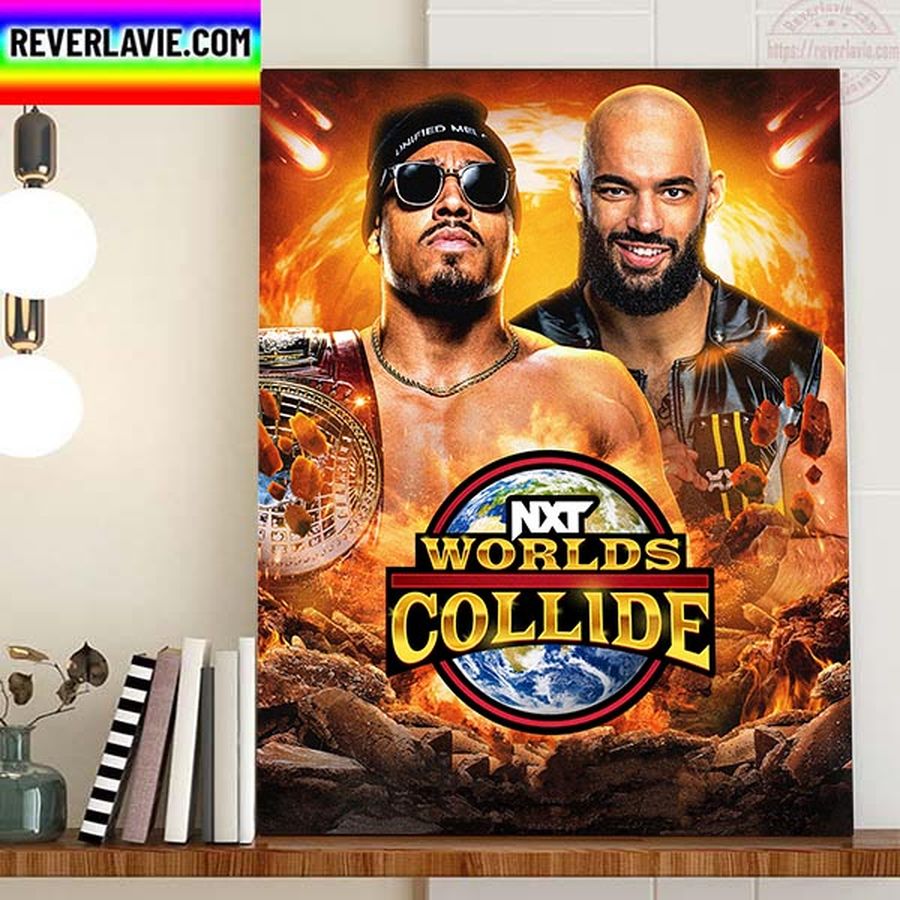 WWE NXT Worlds Collide Ricochet vs Carmelo Hayes In North American Title Home Decor Poster Canvas