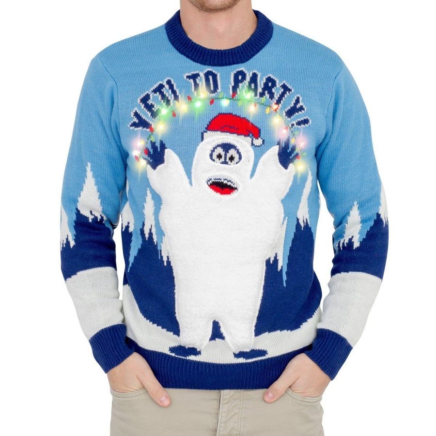 Yeti To Party Light Up For Unisex Ugly Christmas Sweater, All Over Print Sweatshirt, Ugly Sweater, Christmas Sweaters, Hoodie, Sweater