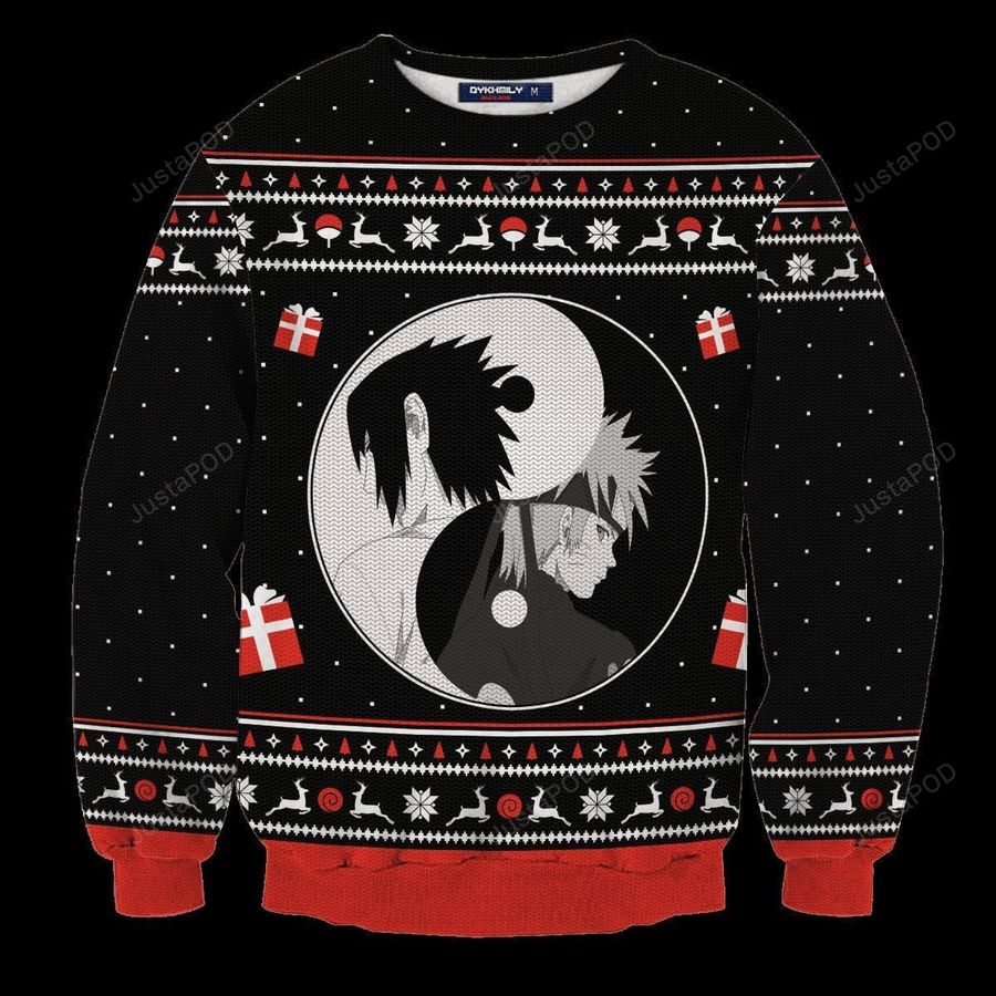 Yin Yang Naruto Sasuke Ugly Christmas Sweater, All Over Print Sweatshirt, Ugly Sweater, Christmas Sweaters, Hoodie, Sweater