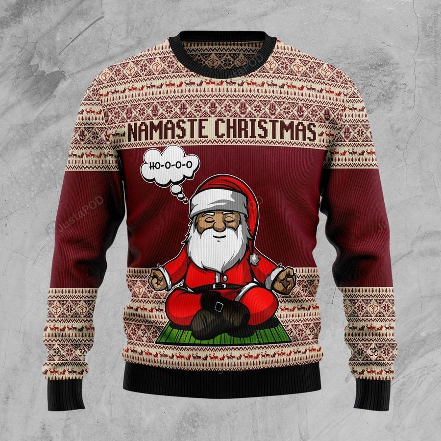 Yoga Santa Clause Namaste Christmas Ugly Christmas Sweater All Over