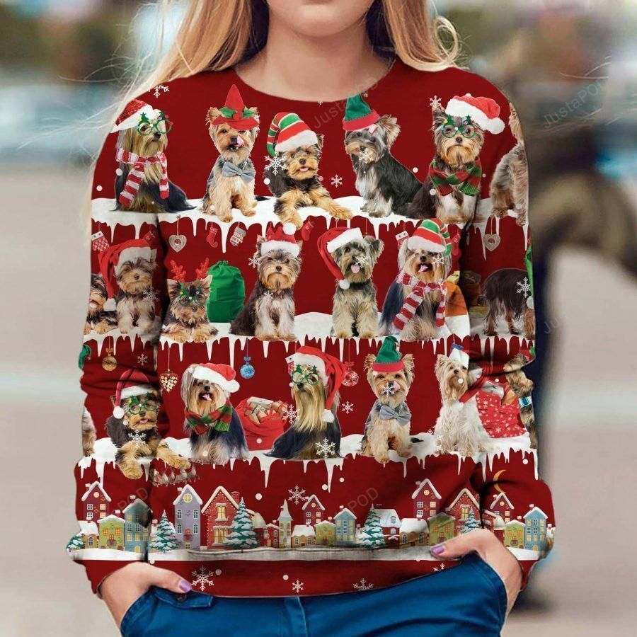 Yorkshire Terrier Dog Ugly Christmas Sweater, All Over Print Sweatshirt, Ugly Sweater, Christmas Sweaters, Hoodie, Sweater