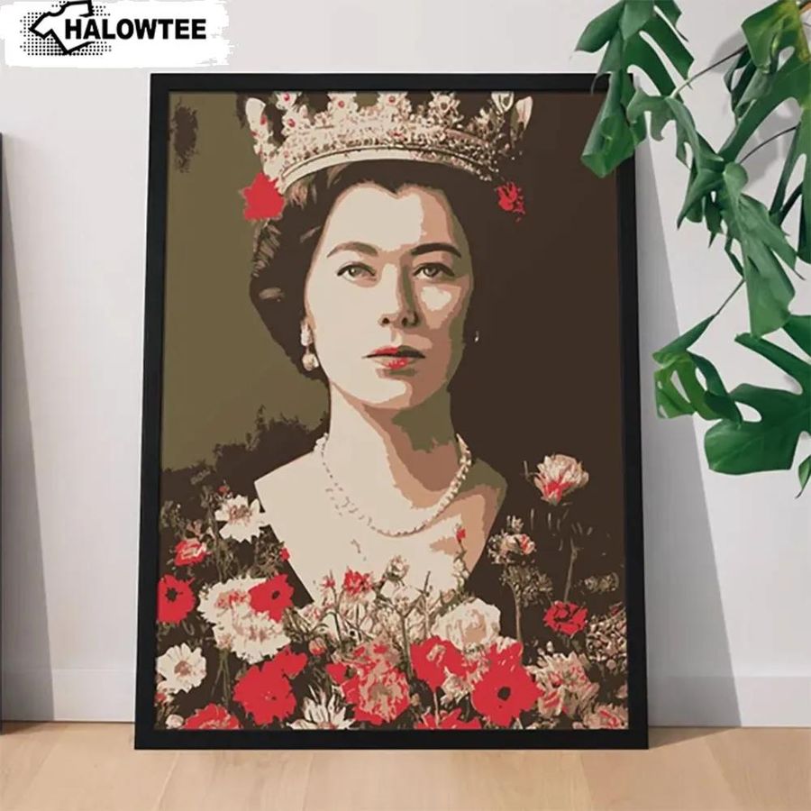 Young Queen Elizabeth Ii Monochrome Poster Memorial Wall Art