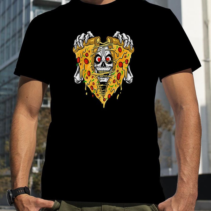 Zombie Skeleton Pizza Halloween outfit for Pizza Lovers T Shirt