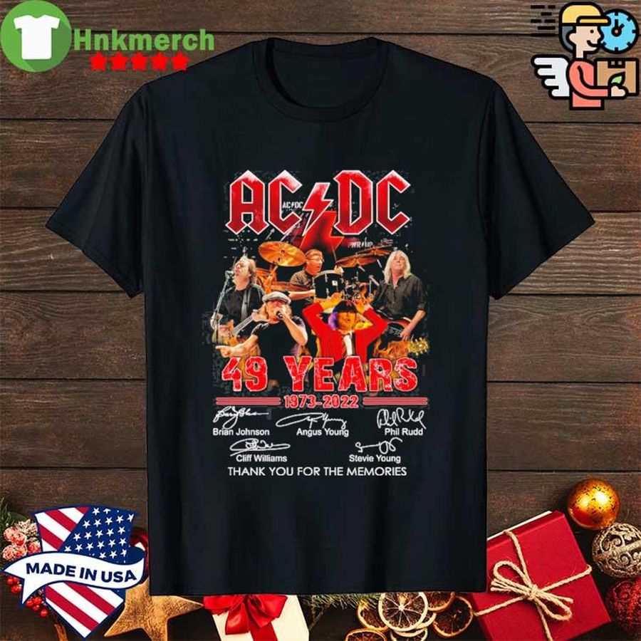 1973 2022 Ac Dc 49 Years thank You for the memories signatures shirt