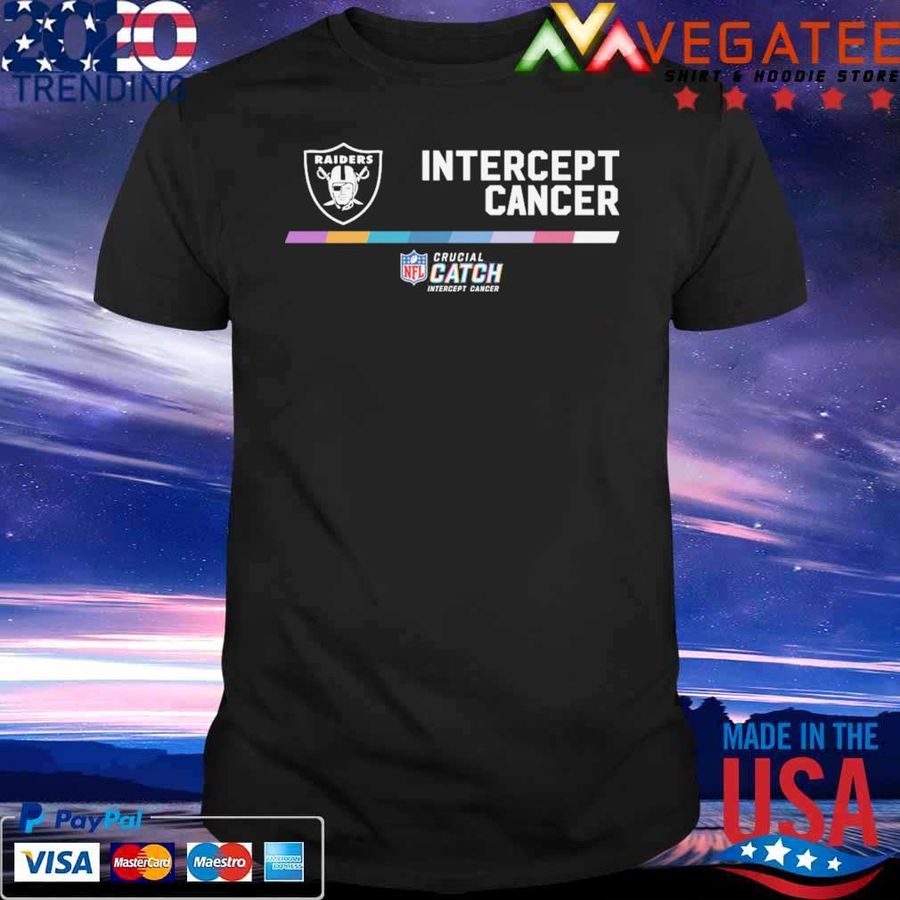 2022 Las Vegas Raiders Intercept Cancer 2022 NFL Crucial Catch Performance T Shirt
