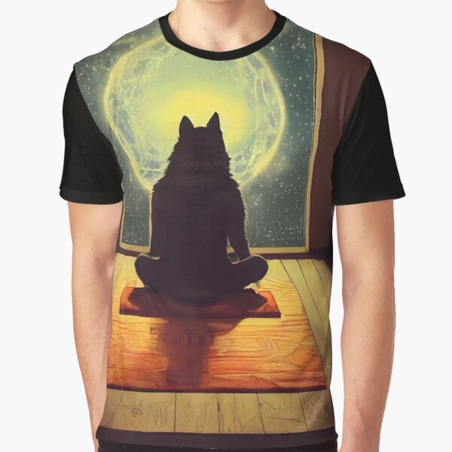 A Awarewolf is sitting and meditating Graphic T-Shirt