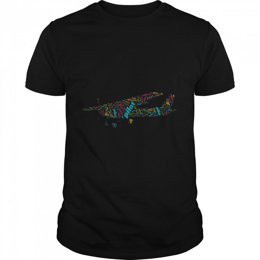 A Classic Single Prop Engine Airplane Word Cloud T Shirt B0BJ2DTBRB