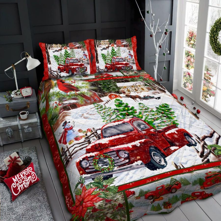 A Little Christmas Red Truck Quilt Bedding Set