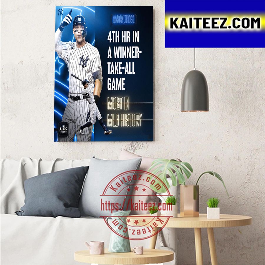 Aaron Judge New York Yankees 4Th HR In A Winner Take All Game Most In MLB History 2022 ALDS Art Decor Poster Canvas