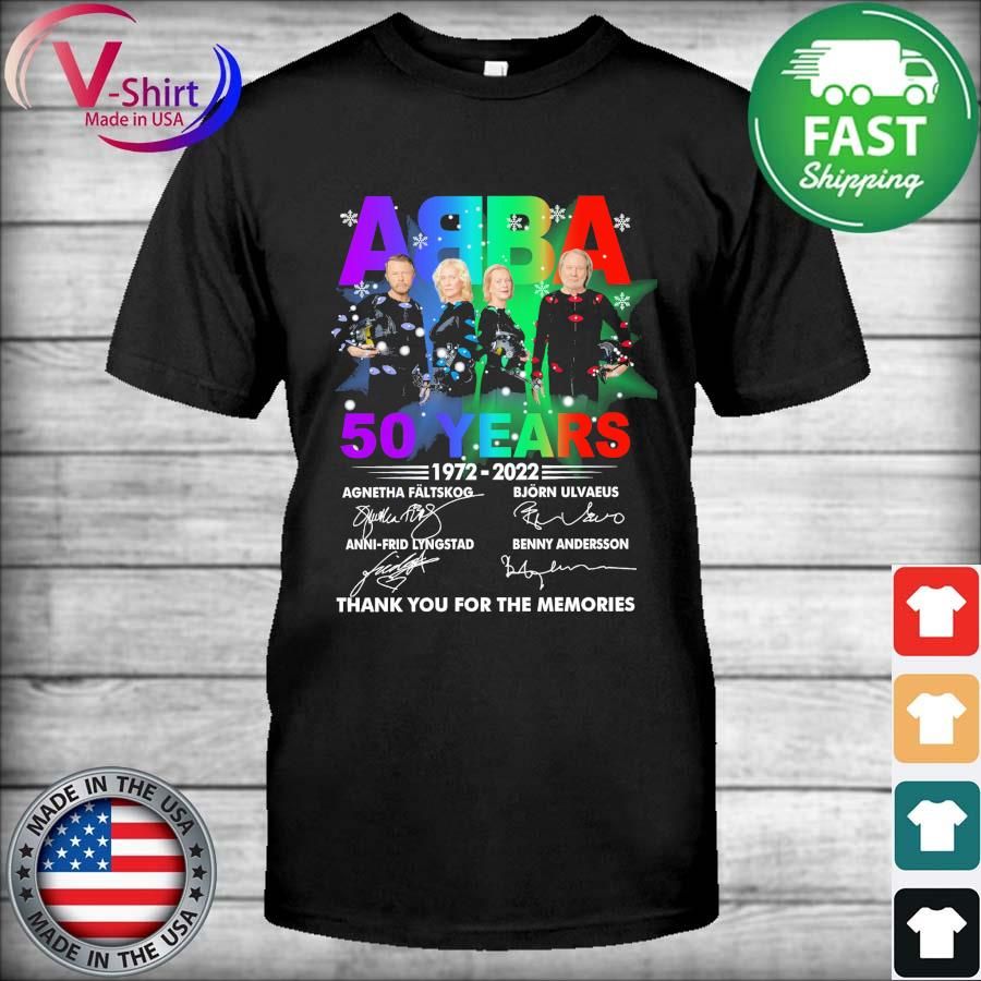 ABBA Snowflake 50 years 1972 2022 signatures thank you for the memories shirt