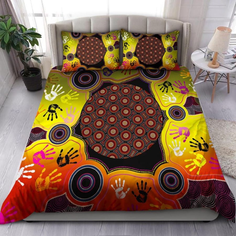 Aboriginal Indigenous Circle Dot Painting Hand Bedding Set Duvet Cover Set