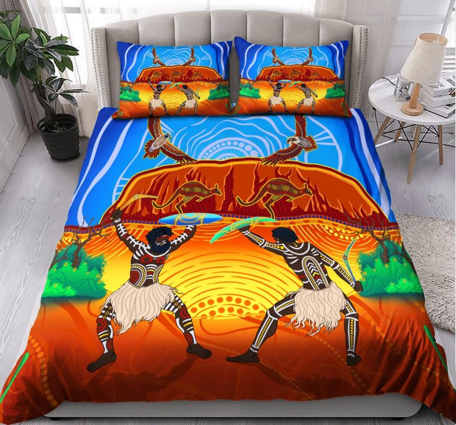 Aboriginal Indigenous Fighting With Boomerang And Shield Bedding Set Duvet Cover Set