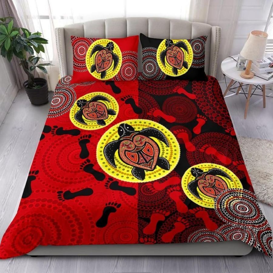 Aboriginal Turtle Footprint Circle Dot Bedding Set Duvet Cover Set