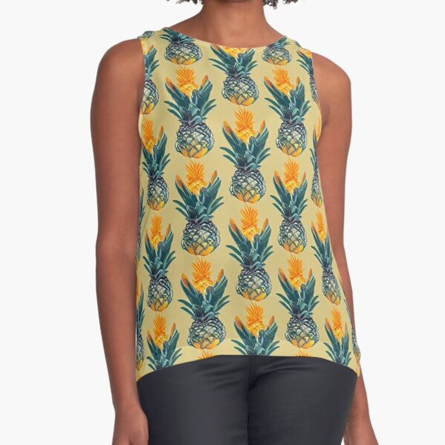Abstract Pineapples seamless pattern Sleeveless Top