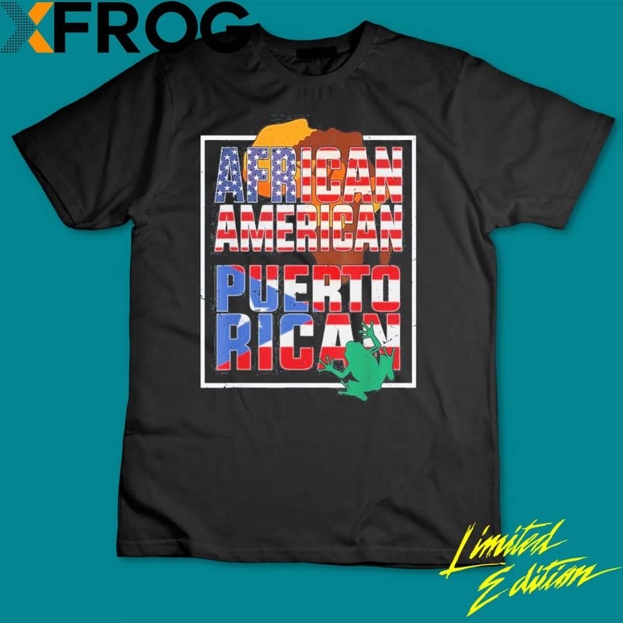 African American And Puerto Rican US Flag Shirt