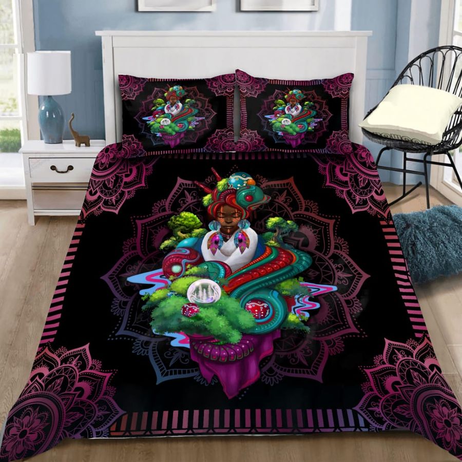 African Girl Mandala Pattern Deluxe Bedding Set Duvet Cover Set