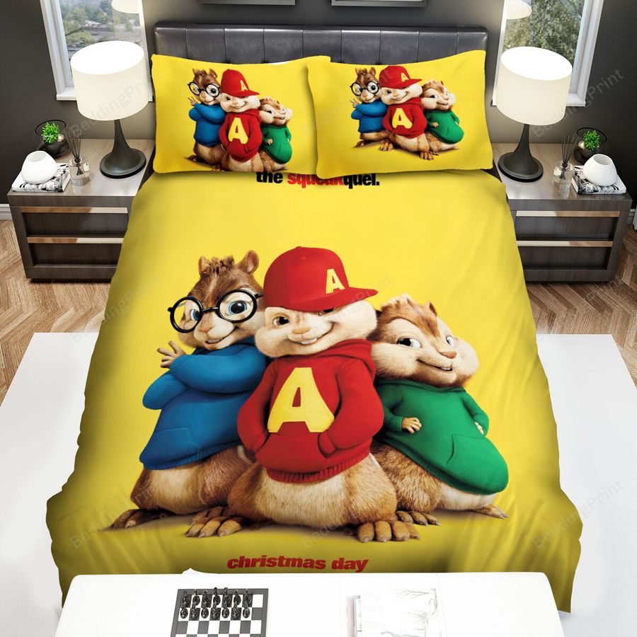 Alvin And The Chipmunks (2007) The Squeakquel Chrismast Day Movie Poster Bed Sheets Spread Comforter Duvet Cover Bedding Sets