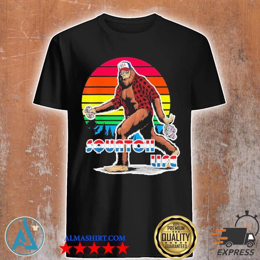 American bigfoot 4th of july sasquatch hipster patriotic unisex shirt
