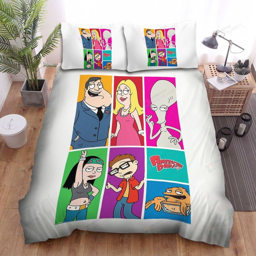 American Dad Characters Intro Bed Sheets Spread Duvet Cover Bedding Sets
