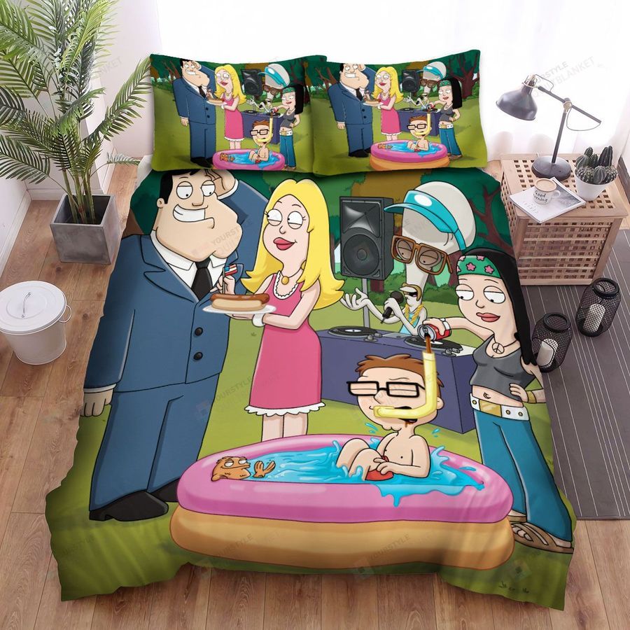 American Dad Family Party Bed Sheets Spread Duvet Cover Bedding Sets