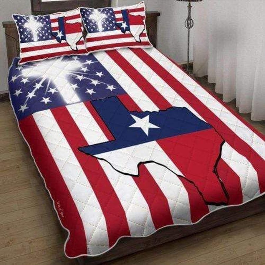 American Flag God Bless Texas Flagquilt Bedding Set