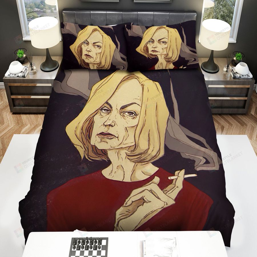 American Horror Story Woman Smoking Movie Poster Bed Sheets Spread Comforter Duvet Cover Bedding Sets
