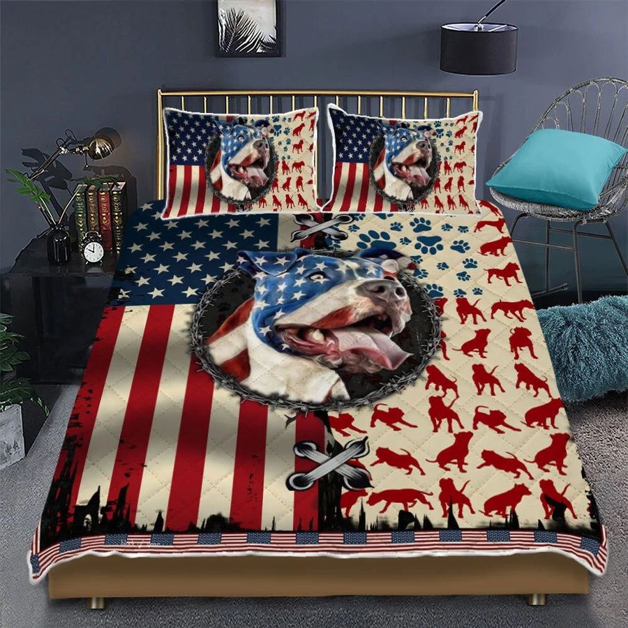 American Pit Bull Dog Quilt Bedding Set