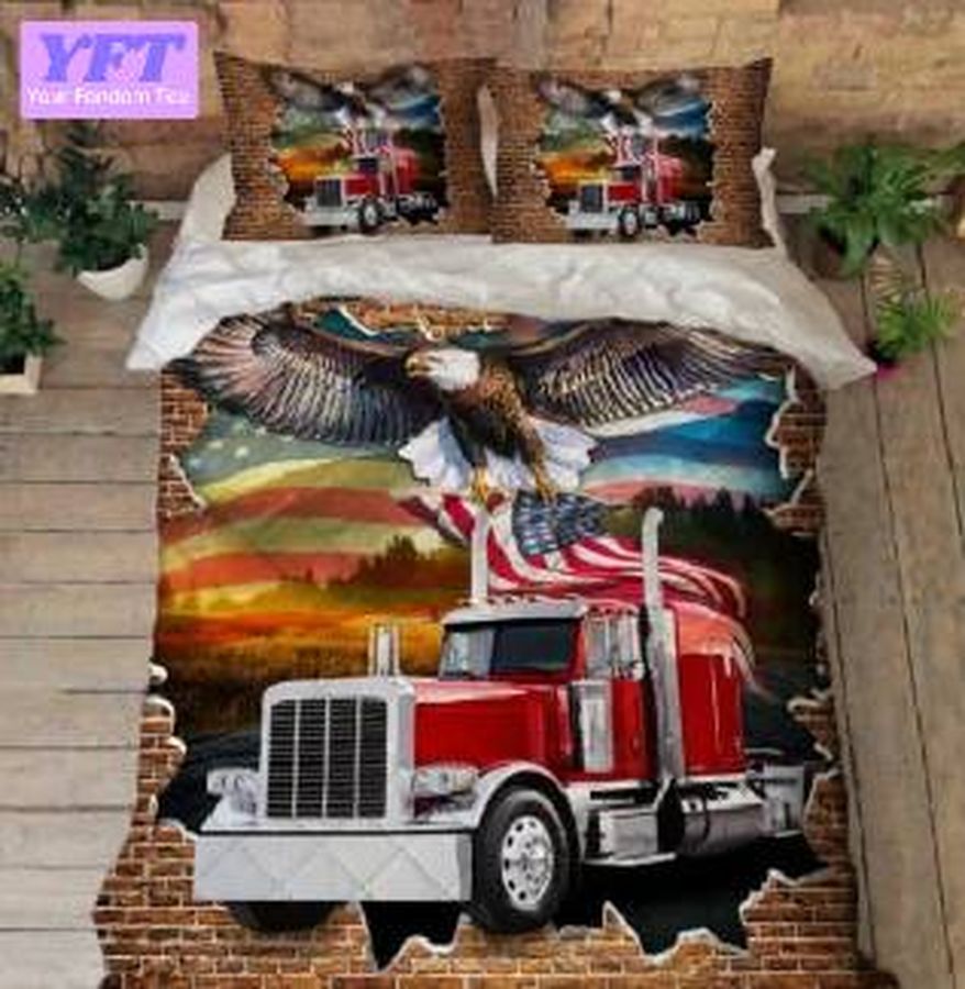 American Truck Driver Patriotic American Eagle 3D Bedding Set