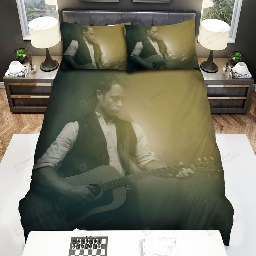 Amos Lee And Guitar Bed Sheets Spread Comforter Duvet Cover Bedding Sets