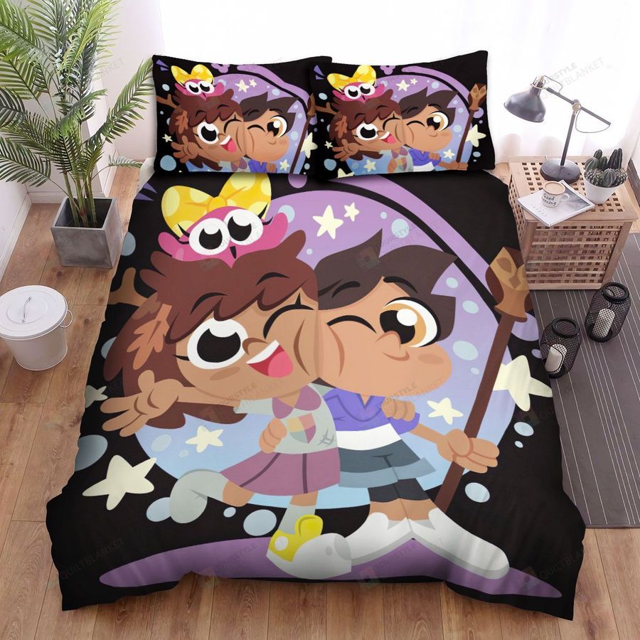 Amphibia Anne And Marcy Cute Chibi Artwork Bed Sheets Spread Duvet Cover Bedding Sets
