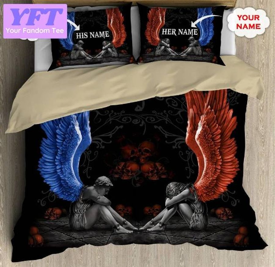 Angel Couples Skull Background Personalized 3D Bedding Set