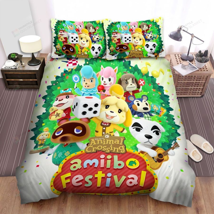 Animal Crossing Amiibo Festival Bed Sheets Spread Comforter Duvet Cover Bedding Sets