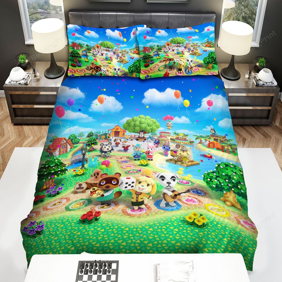 Animal Crossing Characters Playing Music Bed Sheets Duvet Cover Bedding Sets