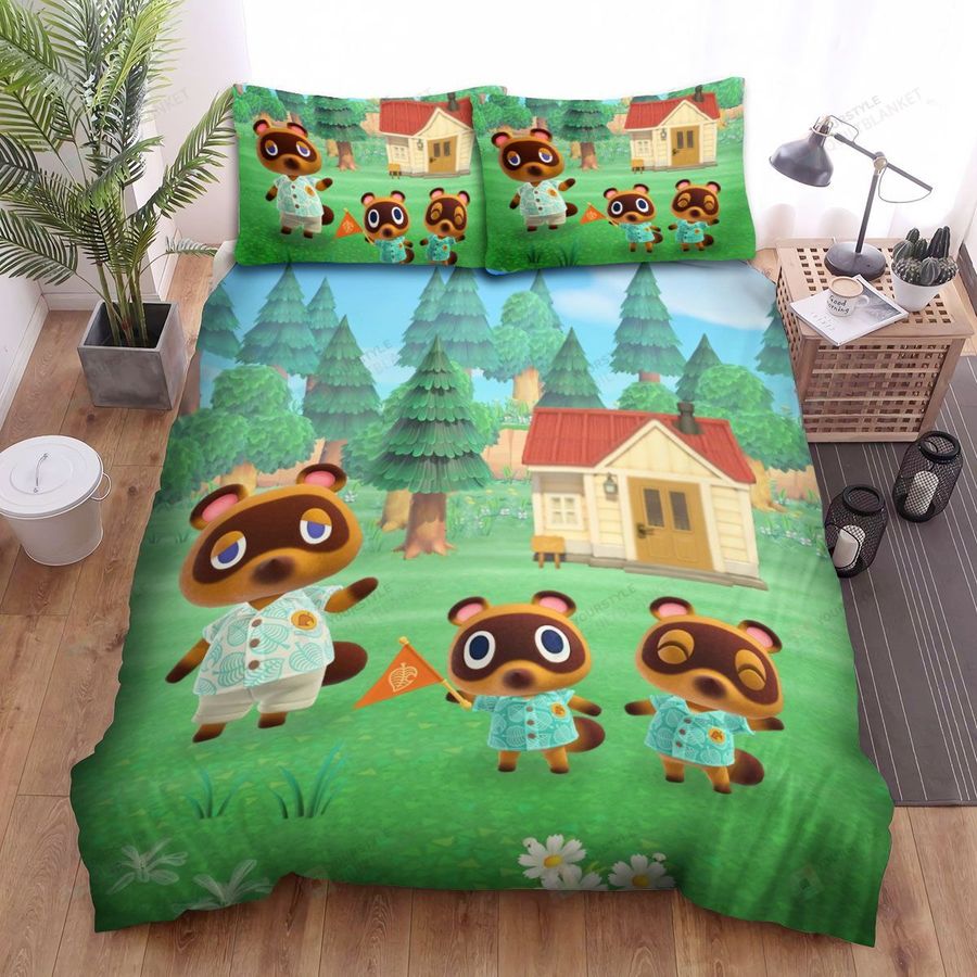 Animal Crossing Tom Nook With Timmy And Tommy Bed Sheets Spread Comforter Duvet Cover Bedding Sets
