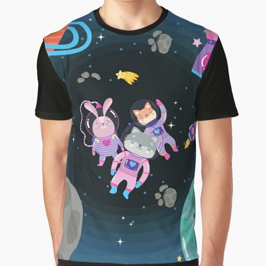 Animals in Space Graphic T-Shirt