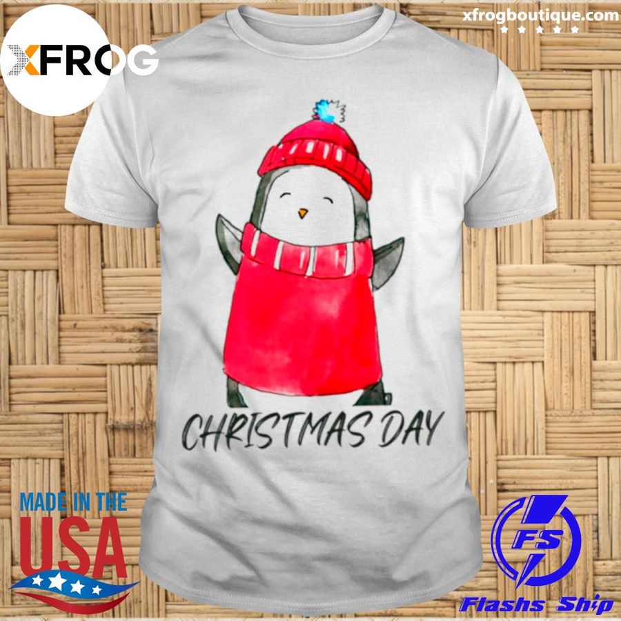 Animated Penguin Wearing Red Hat Shirt