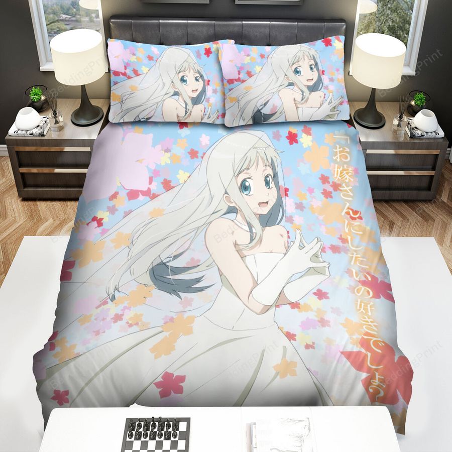Anohana Honma Meiko In Wedding Dress Bed Sheets Spread Duvet Cover Bedding Sets