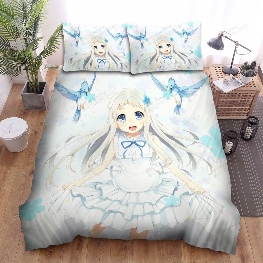 Anohana The Flower We Saw That Day Meiko With Birds And Flowers Bed Sheets Spread Comforter Duvet Cover Bedding Sets