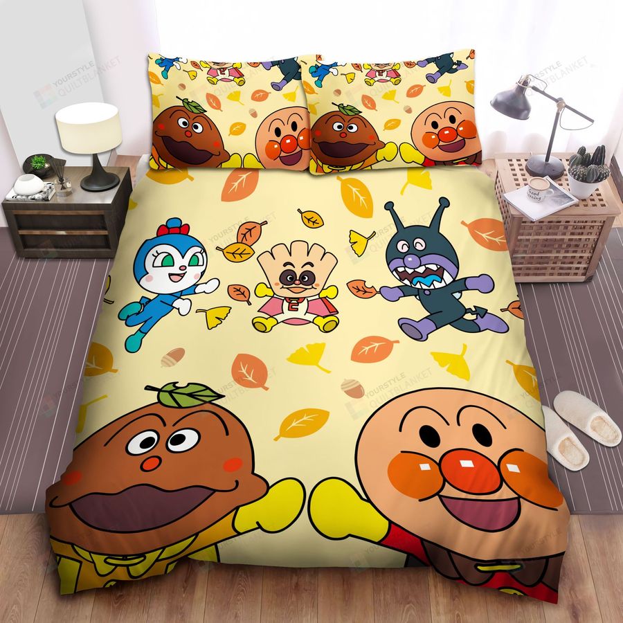 Anpanman With Fall Leaves Bed Sheets Spread Comforter Duvet Cover Bedding Sets